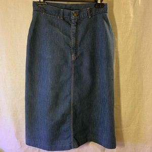 Vintage Knee-Length 3-Pocket Denim Skirt